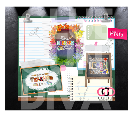 Teacher Boards- Digital tumbler wrap for 20 oz skinny straight tumbler