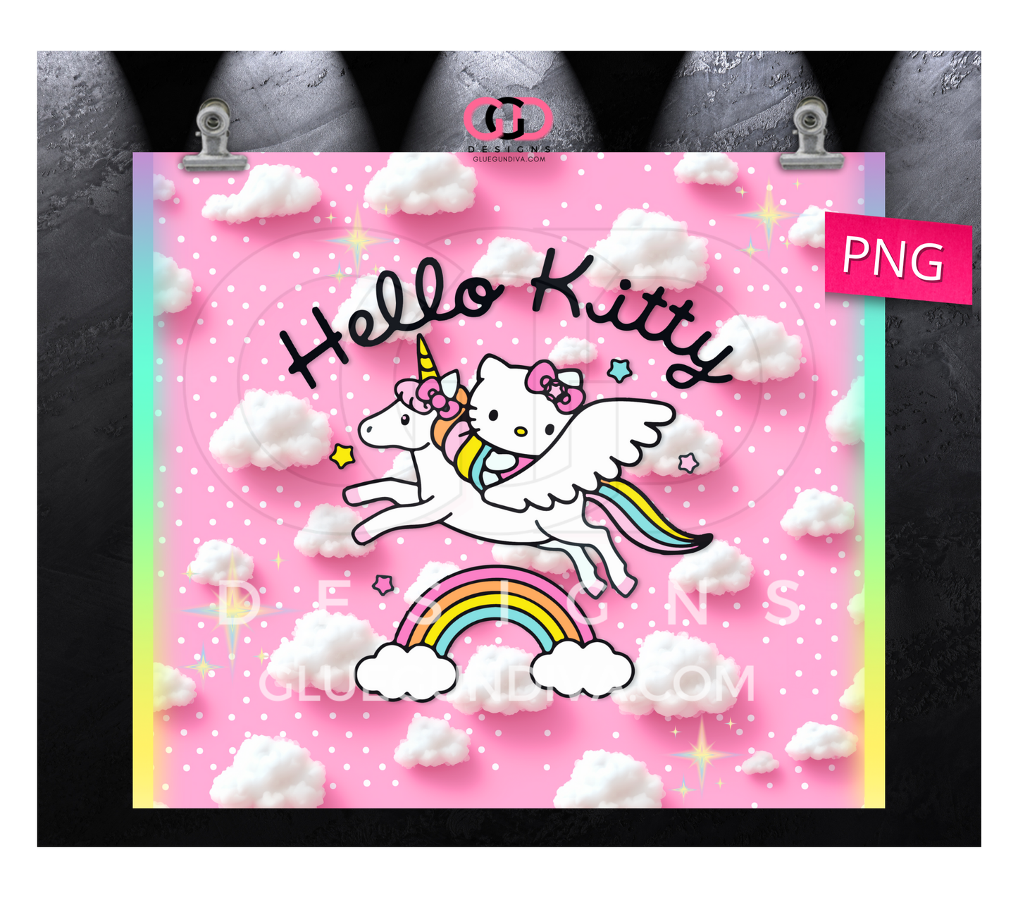 Hello Pink Skies - Digital tumbler wrap for 20 oz skinny straight tumbler
