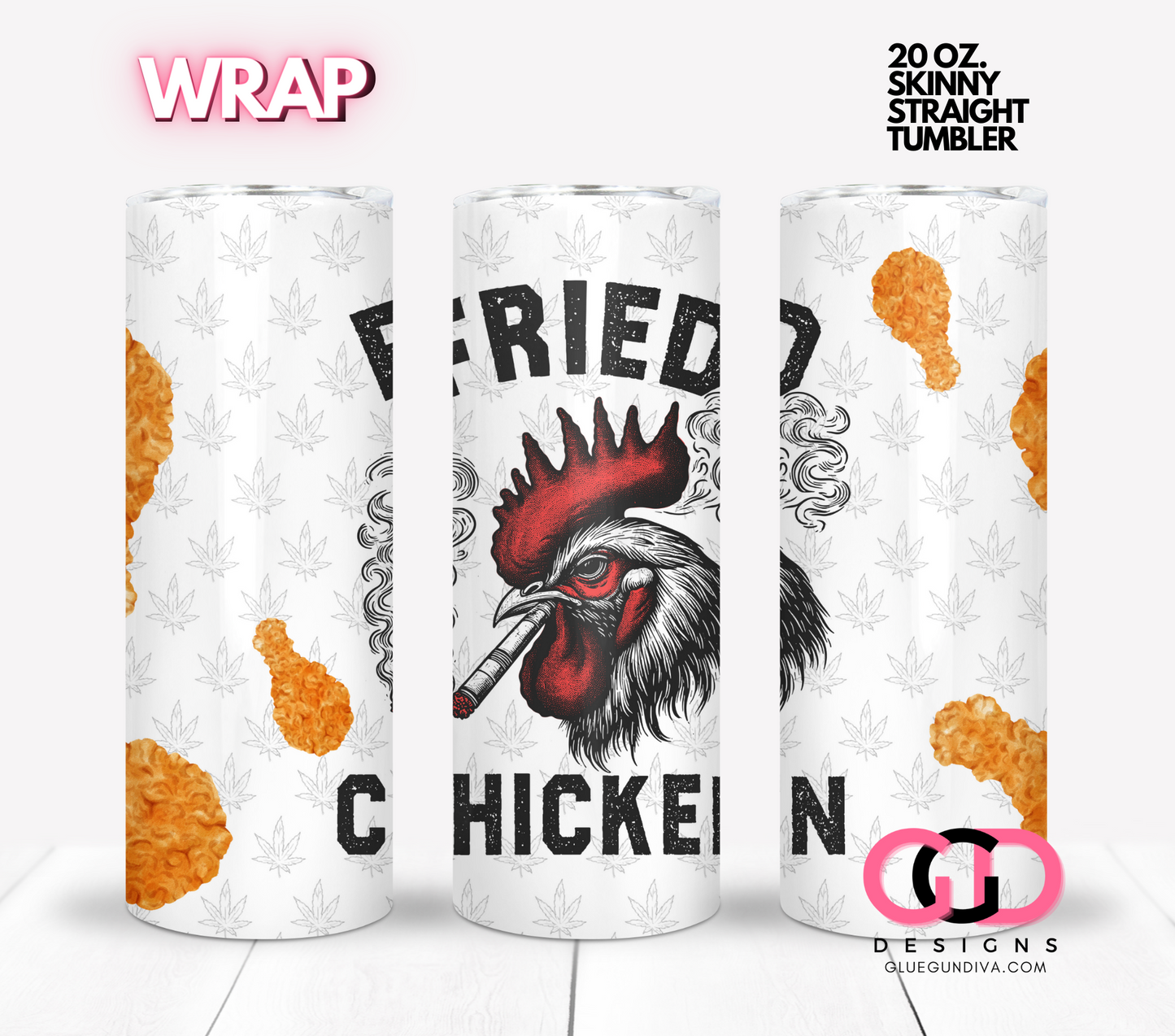 Fried Chicken- Digital tumbler wrap for 20 oz skinny straight tumbler