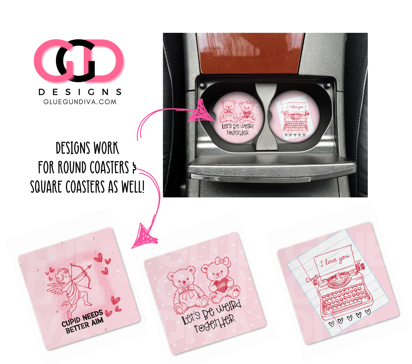 Pink Valentine Icons - Designs for Coasters