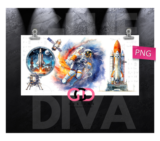 Space Science - Digital Flip Top Bottle Wrap for kid's bottles 12 oz