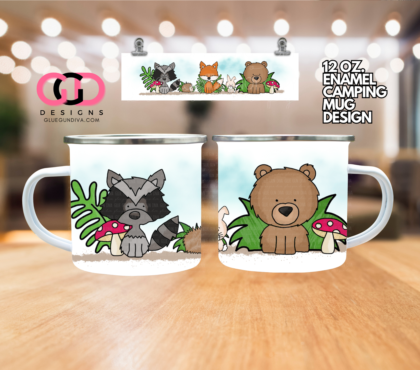 Forest Friends - Digital wrap for 12 oz enamel camping mug