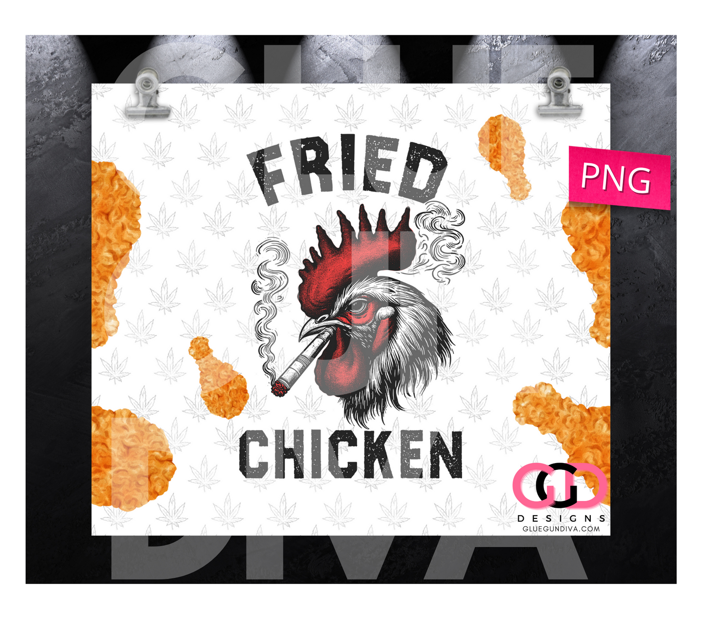Fried Chicken- Digital tumbler wrap for 20 oz skinny straight tumbler