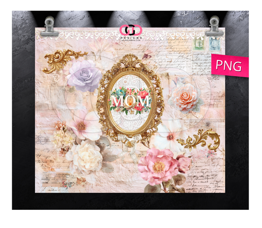 Mom Victorian Collage - Digital tumbler wrap for 20 oz skinny straight tumbler