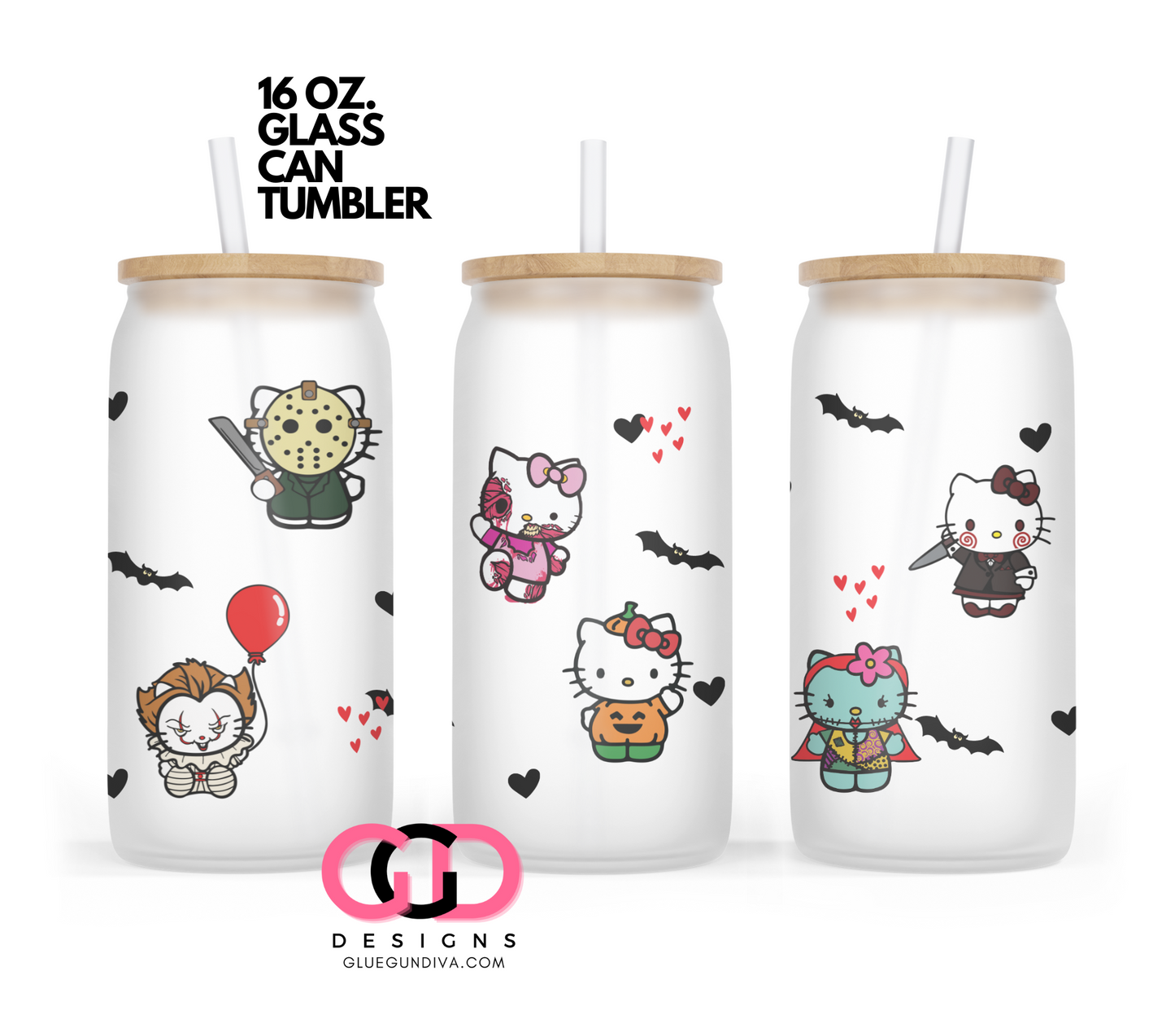Hello Halloween- Digital wrap for 16 oz glass can