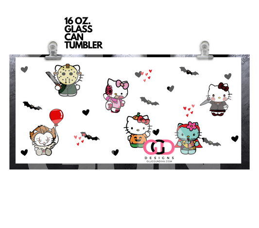 Hello Halloween- Digital wrap for 16 oz glass can