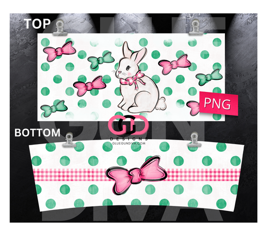 Pink Green Easter Bunny- Digital tumbler wrap for 40 oz tumbler