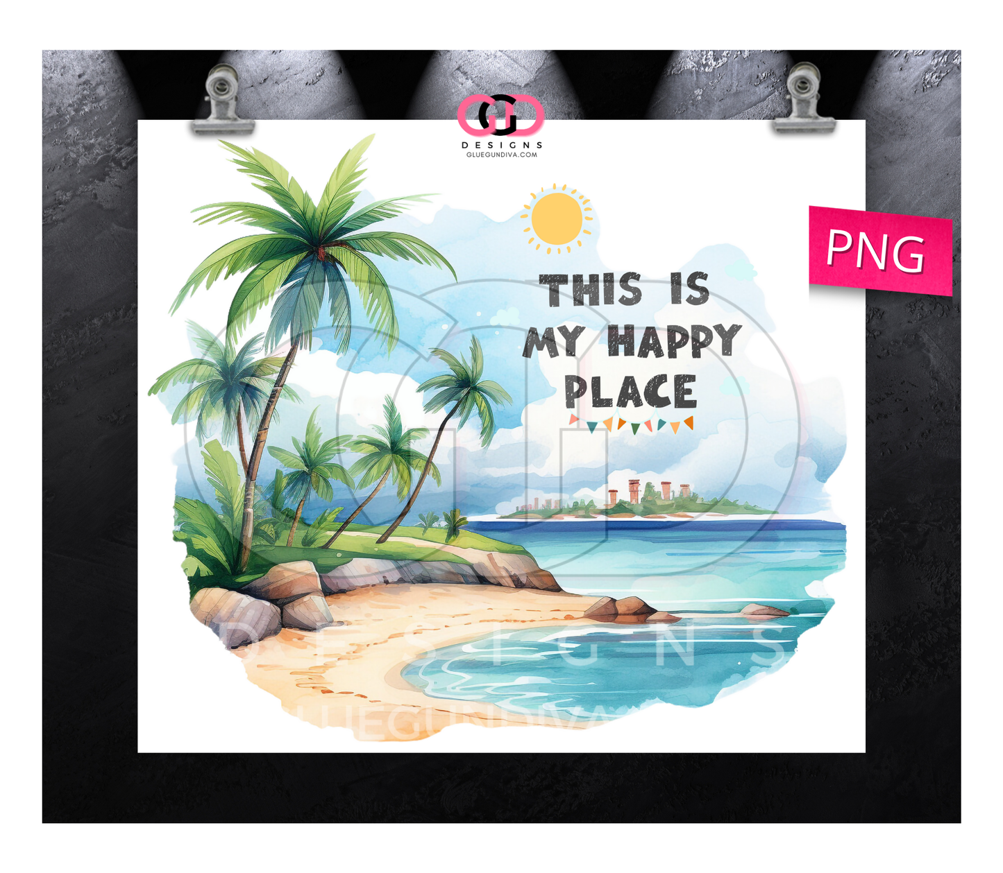 My Happy Place - Digital tumbler wrap for 20 oz skinny straight tumbler