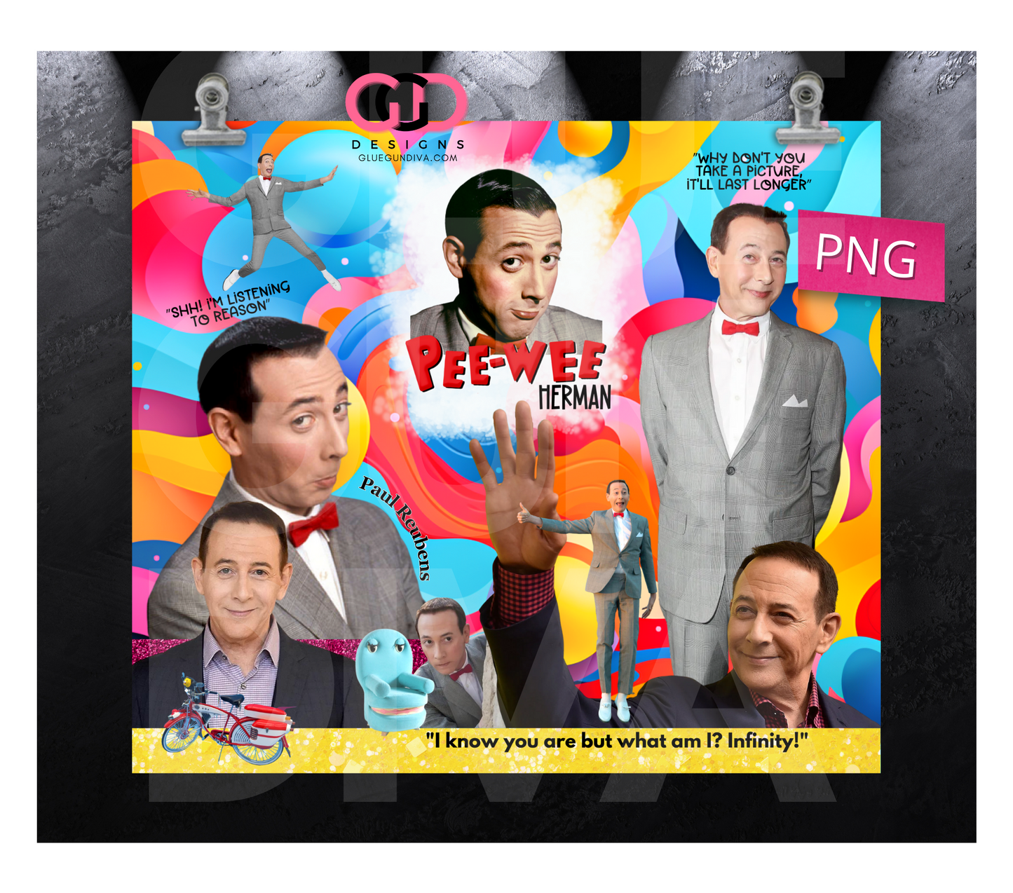 Pee-Wee Herman- Digital tumbler wrap for 20 oz skinny straight tumbler