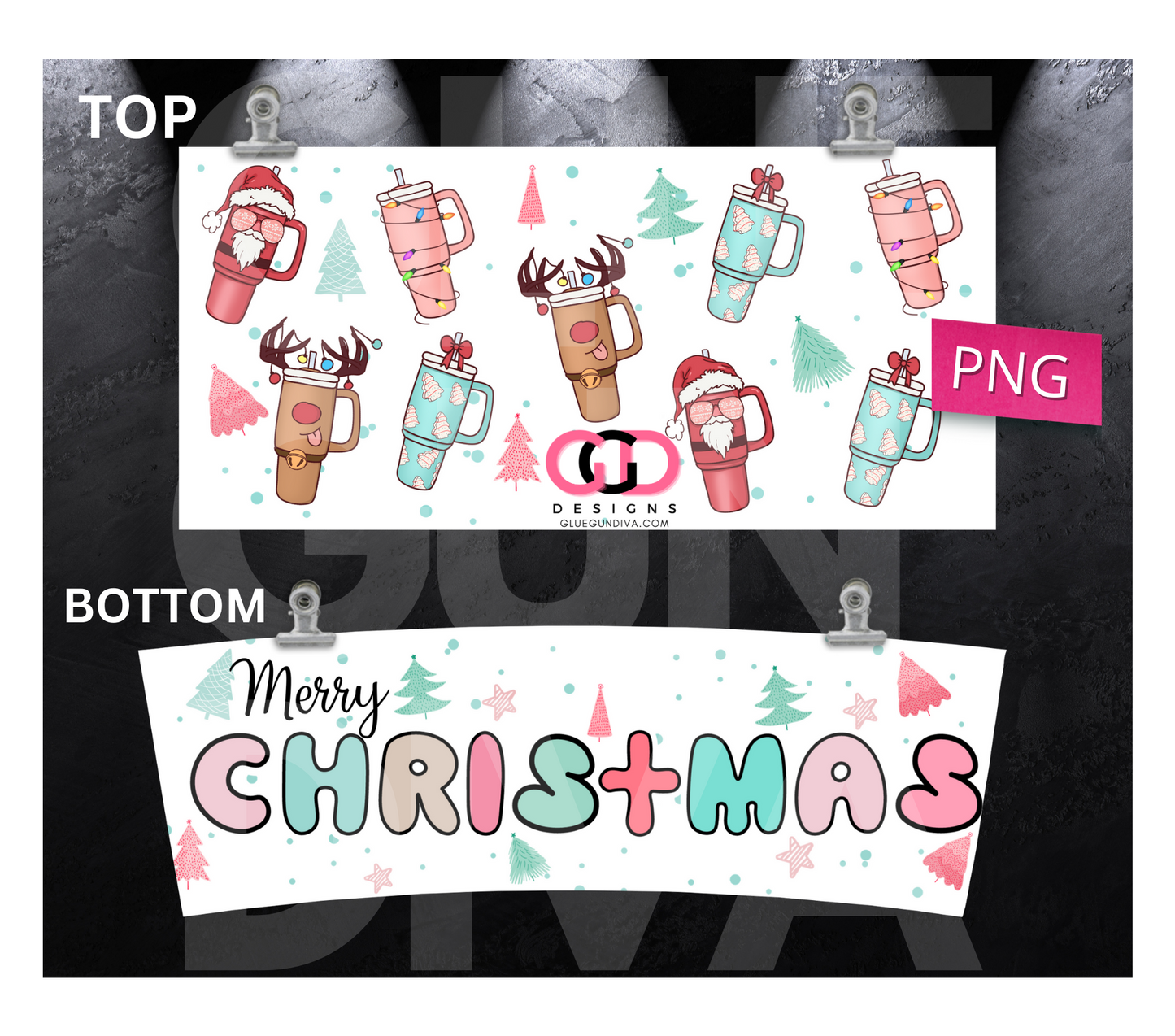Christmas Cups - Digital tumbler wrap for 40 oz tumbler