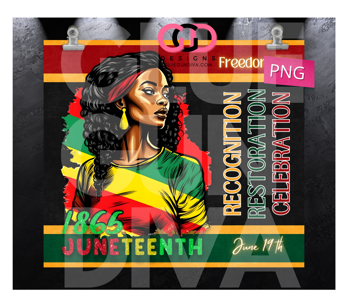 Juneteenth Freedom Day- Digital tumbler wrap for 20 oz skinny straight tumbler