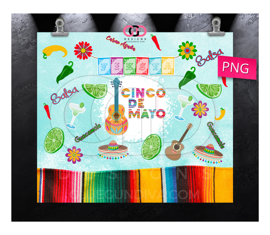 Cinco de Mayo - Digital tumbler wrap for 20 oz skinny straight tumbler