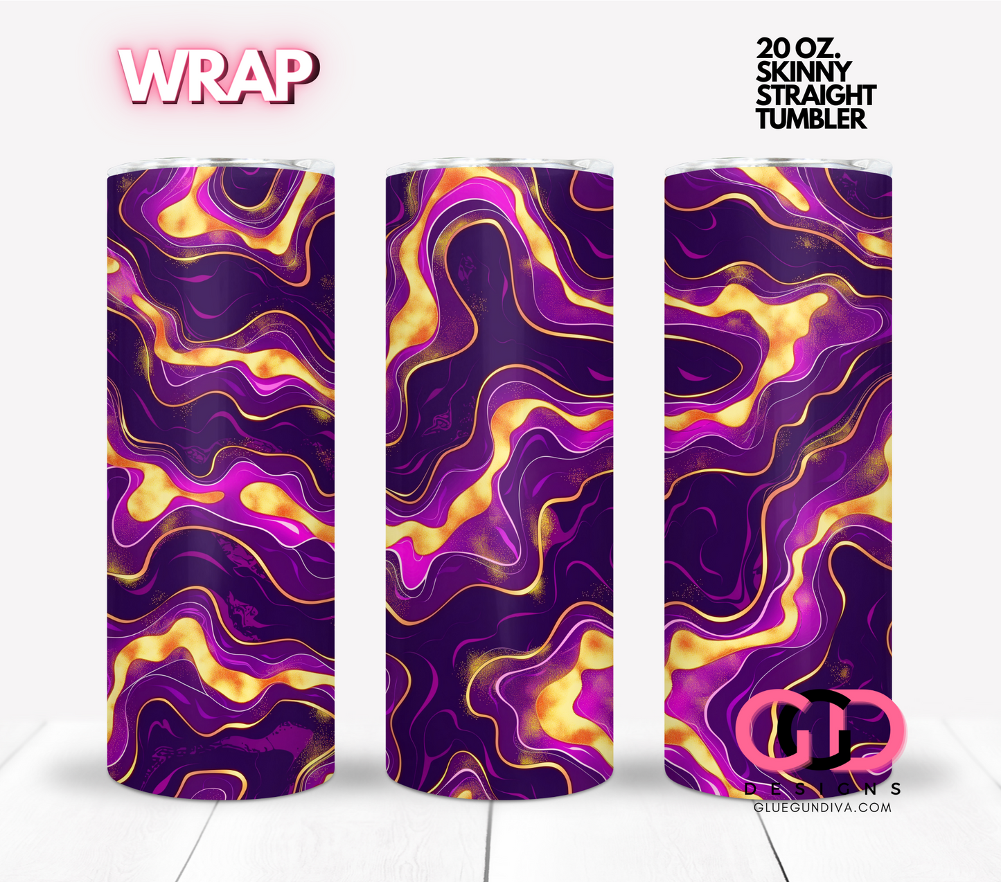 Purple squiggles background - Digital tumbler wrap for 20 oz skinny straight tumbler