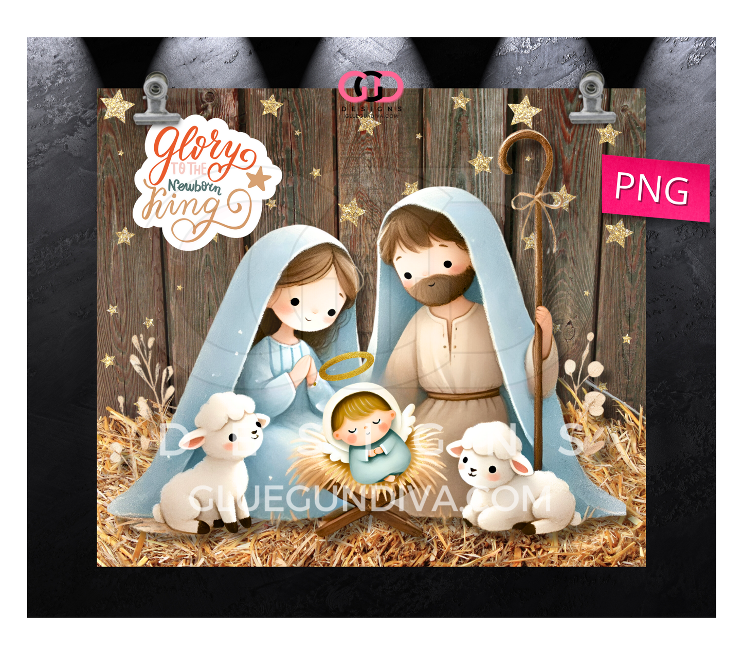 Glory to the Newborn King - Digital tumbler wrap for 20 oz skinny straight tumbler