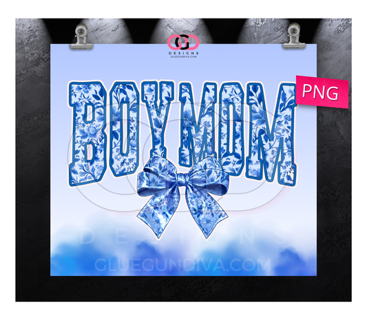 Boy Mom - Digital tumbler wrap for 20 oz skinny straight tumbler