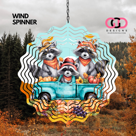 Fall Raccoons- Digital image for an 8 Inch Wind Spinner