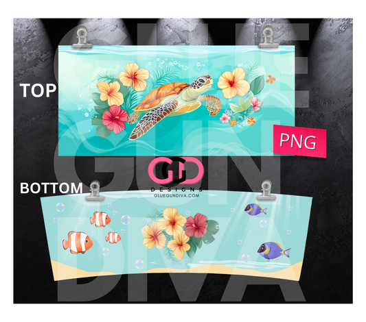 Sea Turtle - Digital tumbler wrap for 40 oz tumbler