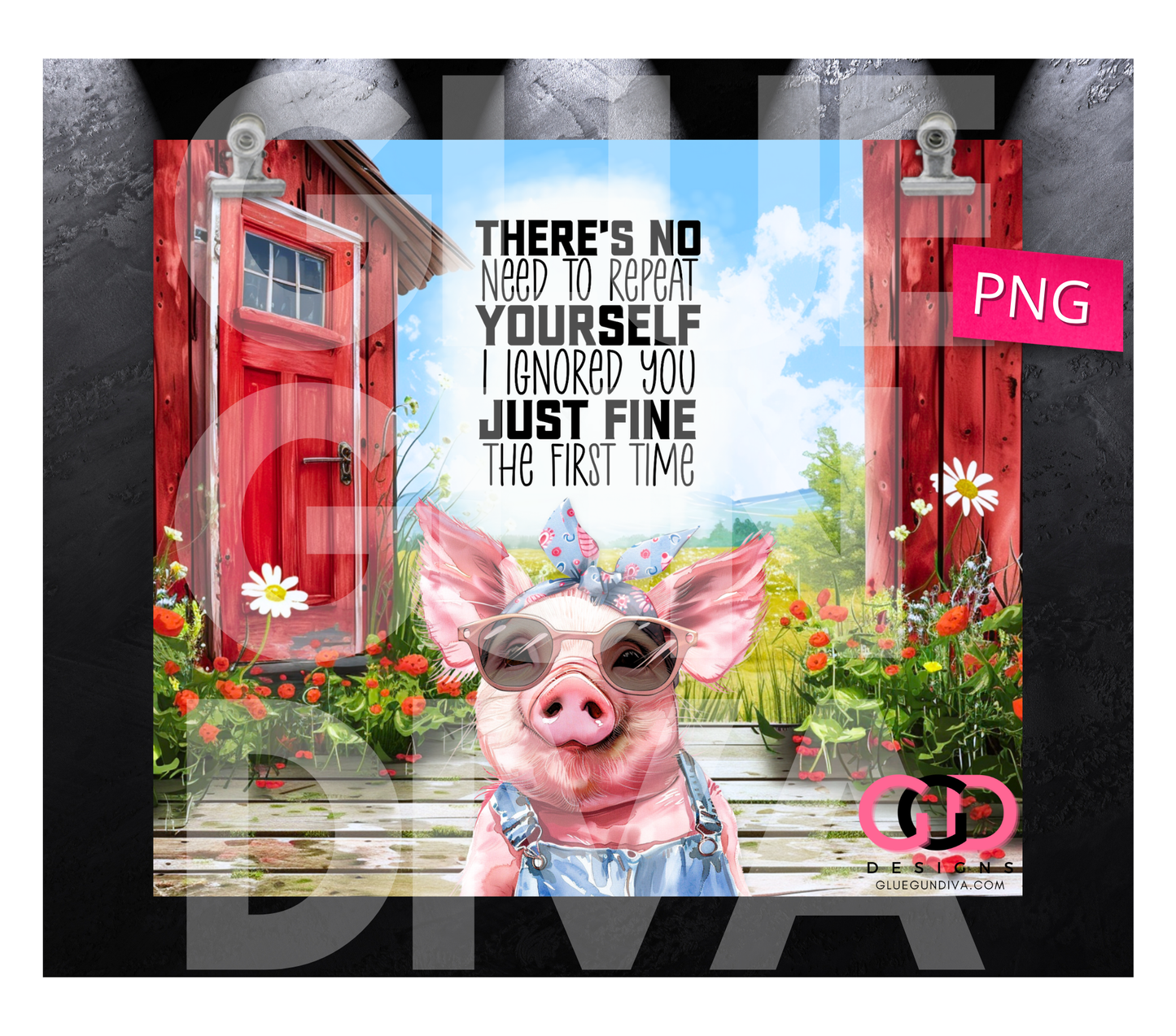 No Need To Repeat Yourself - Digital tumbler wrap for 20 oz skinny straight tumbler