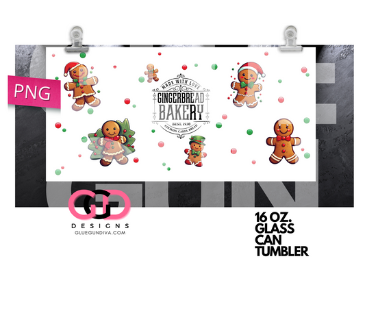 Gingerbread Bakery- Digital wrap for 16 oz glass can