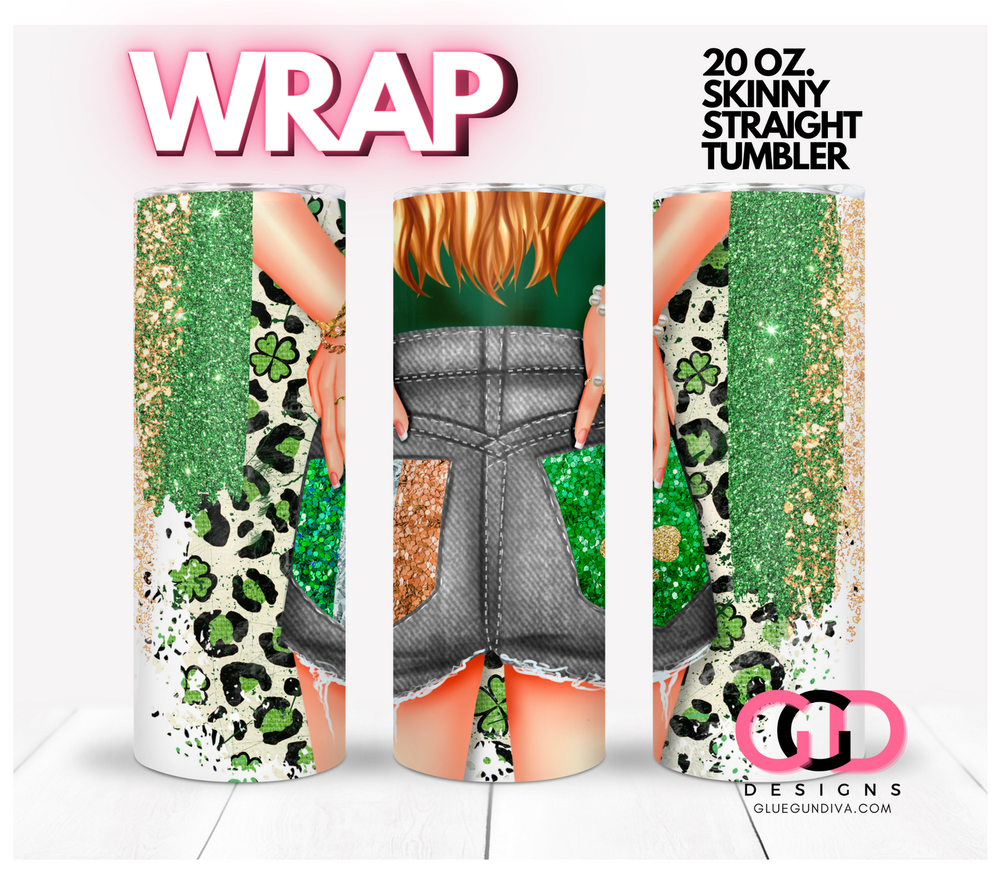 Irish Pockets Blonde Hair- Digital tumbler wrap for 20 oz skinny straight tumbler