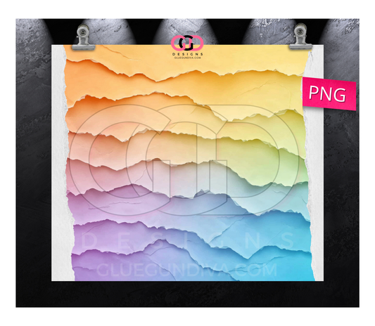 Pastel Torn Paper Orange Blue- Digital tumbler wrap for 20 oz skinny straight tumbler