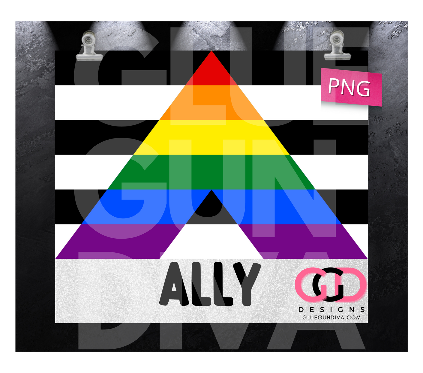 Ally Flag- Digital tumbler wrap for 20 oz skinny straight tumbler
