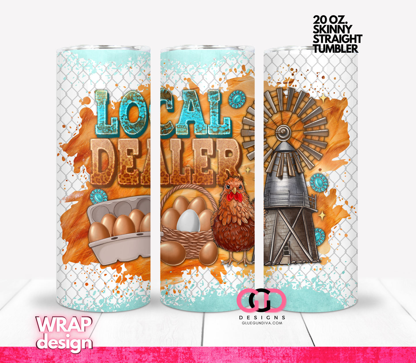 Local Dealer - Digital tumbler wrap for 20 oz skinny straight tumbler