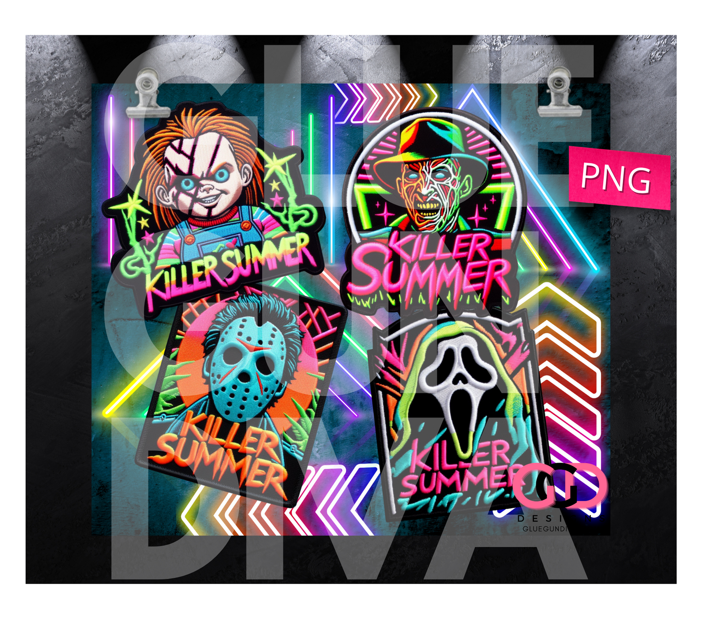 Killer Summer - Digital tumbler wrap for 20 oz skinny straight tumbler