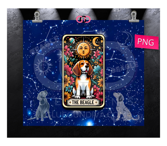 Tarot Card Beagle- Digital tumbler wrap for 20 oz skinny straight tumbler