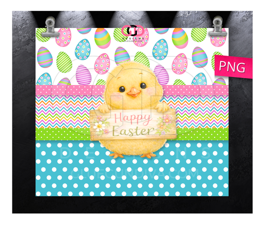 Happy Easter Lil Chick - Digital tumbler wrap for 20 oz skinny straight tumbler