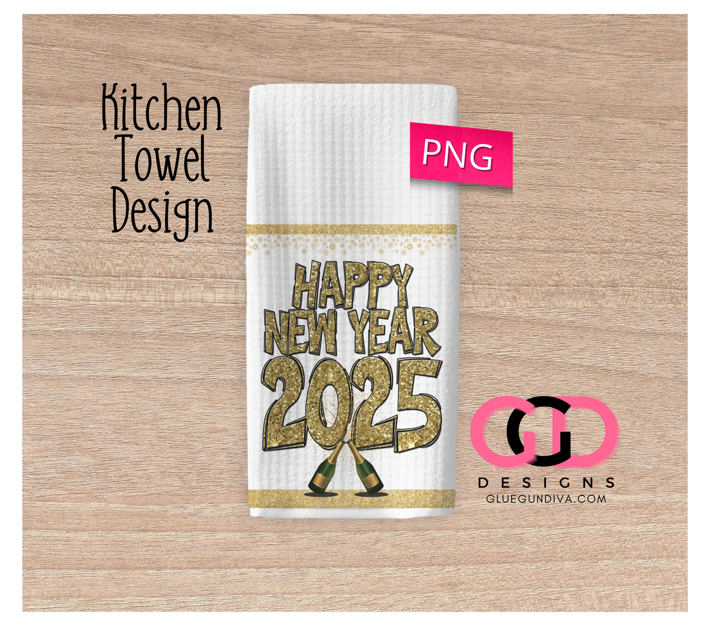 Happy New Year 2025 Gold - Design for Kitchen Towel