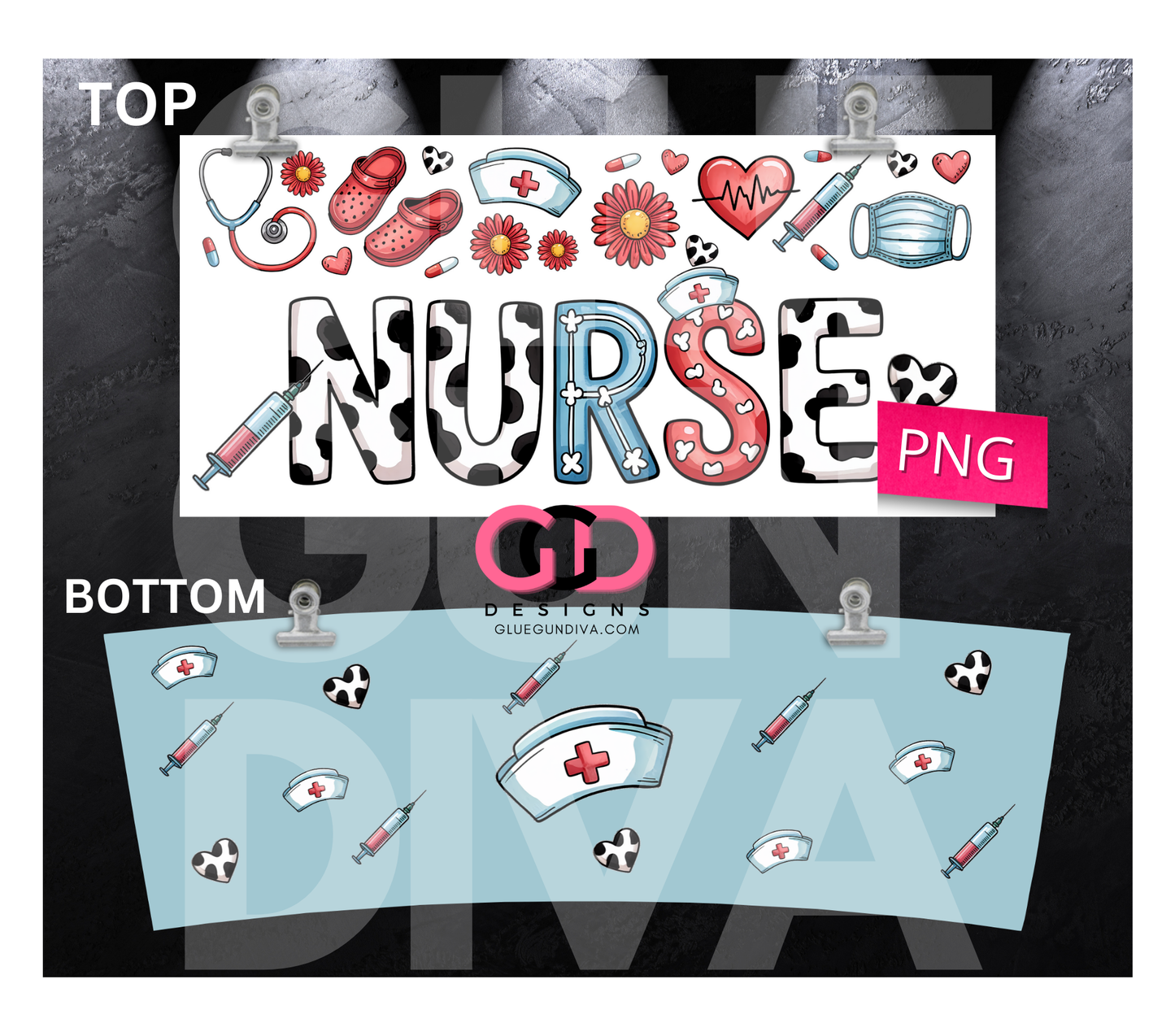 Nurse Colorful - Digital tumbler wrap for 40 oz tumbler
