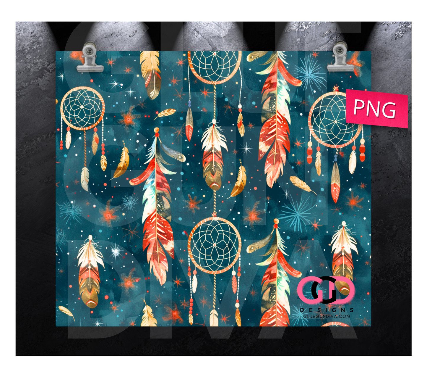 Dream Catchers - Digital tumbler wrap for 20 oz skinny straight tumbler