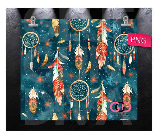 Dream Catchers - Digital tumbler wrap for 20 oz skinny straight tumbler