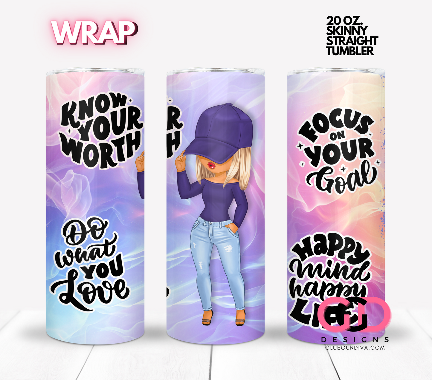 Healthy Mind Set 1 - Digital tumbler wrap for 20 oz skinny straight tumbleR