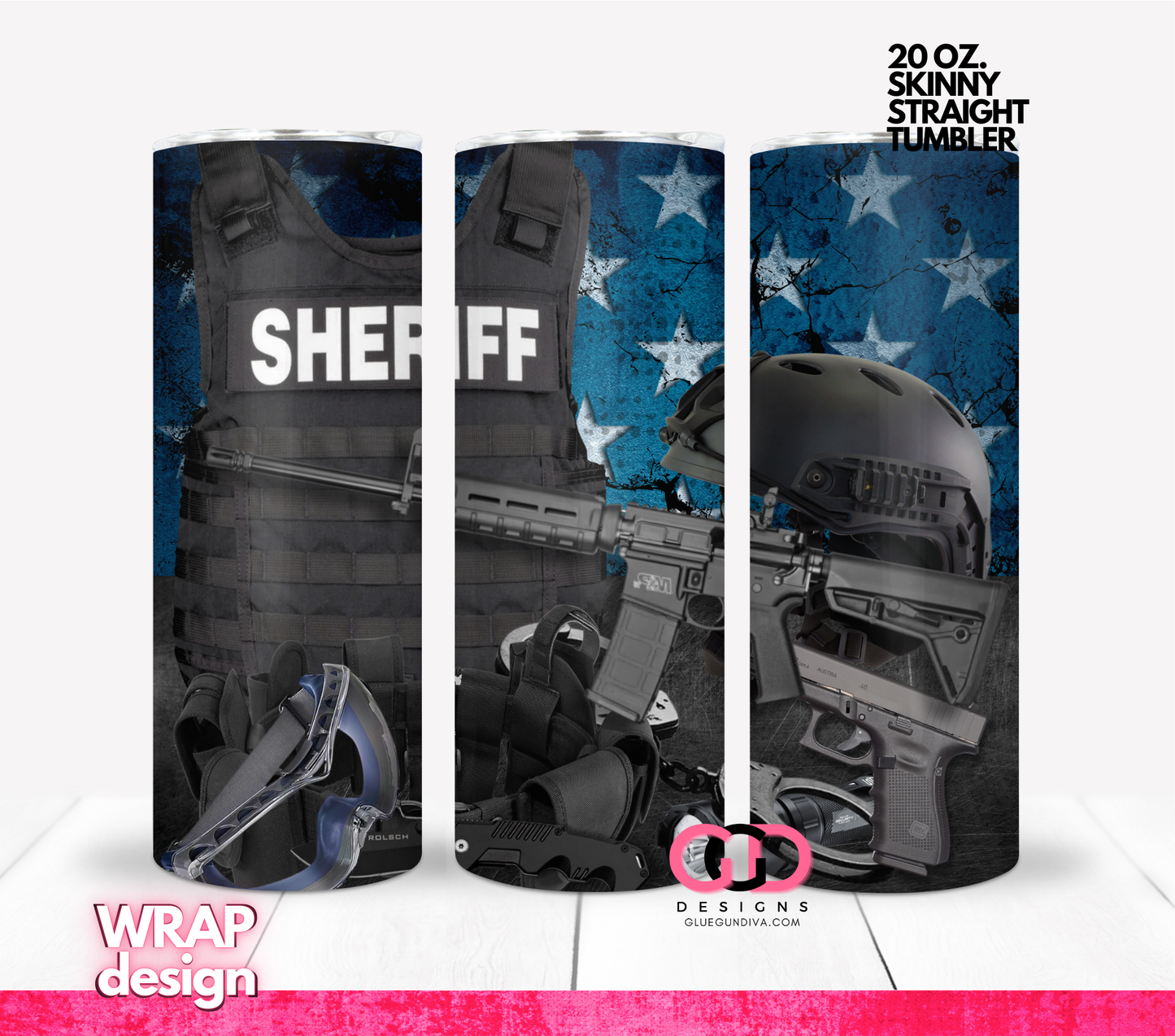 Sheriff Tactical Gear- Digital tumbler wrap for 20 oz skinny straight tumbler
