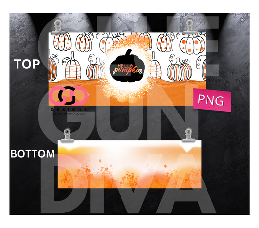 Hello Pumpkin Sunburst - Digital tumbler wrap for 40 oz tumbler