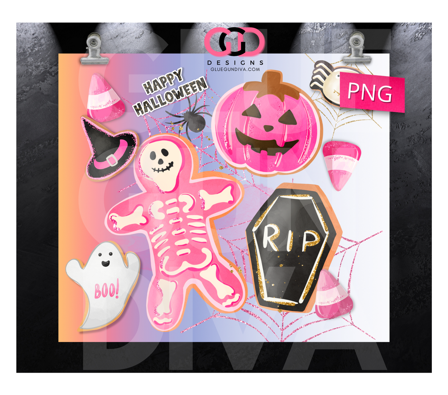 Halloween Pink Cookies- Digital tumbler wrap for 20 oz skinny straight tumbler