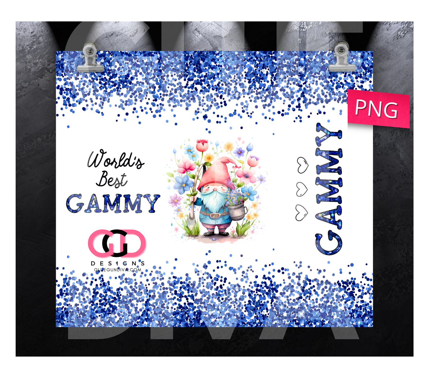 World's Best Grandma in Blue - Digital tumbler wrap for 20 oz skinny straight tumbler