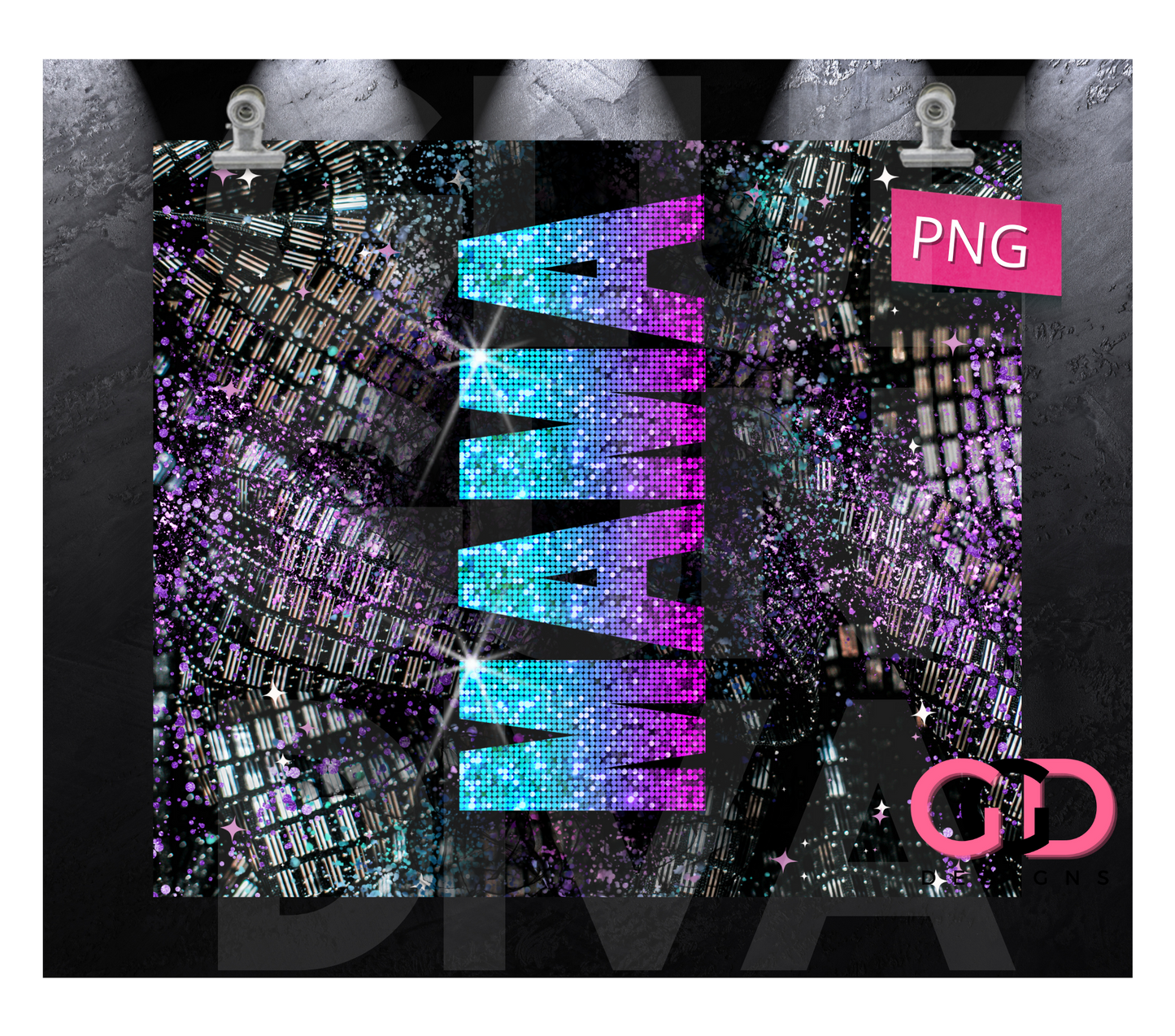 Glam Mama- Digital tumbler wrap for 20 oz skinny straight tumbler