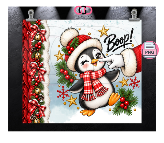 Boop Penguin - Digital tumbler wrap for 20 oz skinny straight tumbler