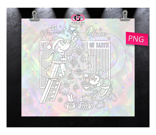 The Merriest Place Irridescent - Digital tumbler wrap for 20 oz skinny straight tumbler