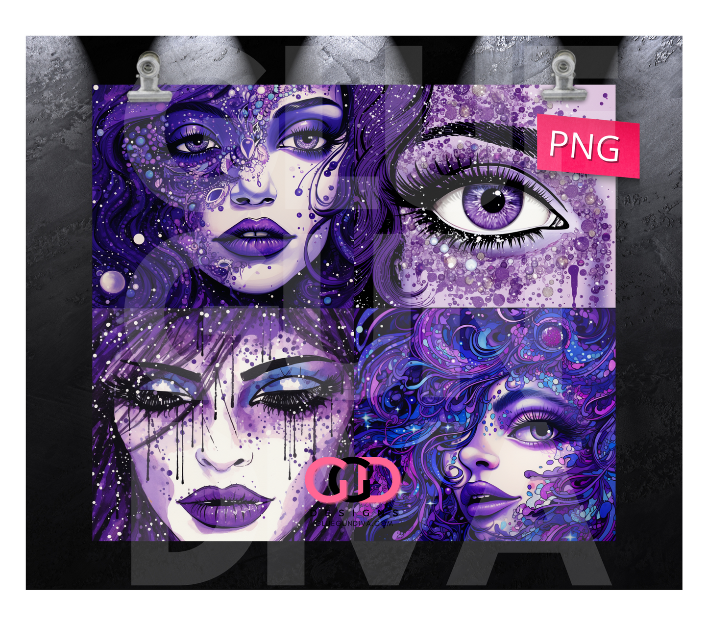 Purple Aesthetics - Digital tumbler wrap for 20 oz skinny straight tumbler