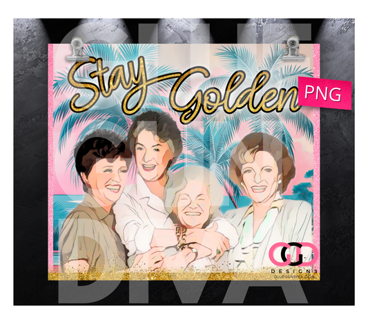 Stay Golden Palm Trees - Digital tumbler wrap for 20 oz skinny straight tumbler