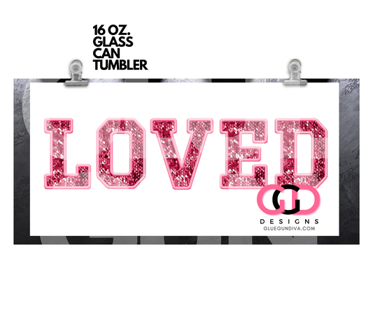 Love Embroidered Fonts- Digital wrap for 16 oz glass can
