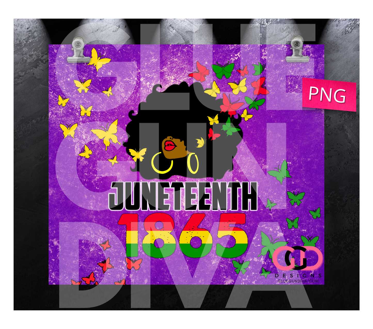Juneteenth butterflies - Digital tumbler wrap for 20 oz skinny straight tumbler