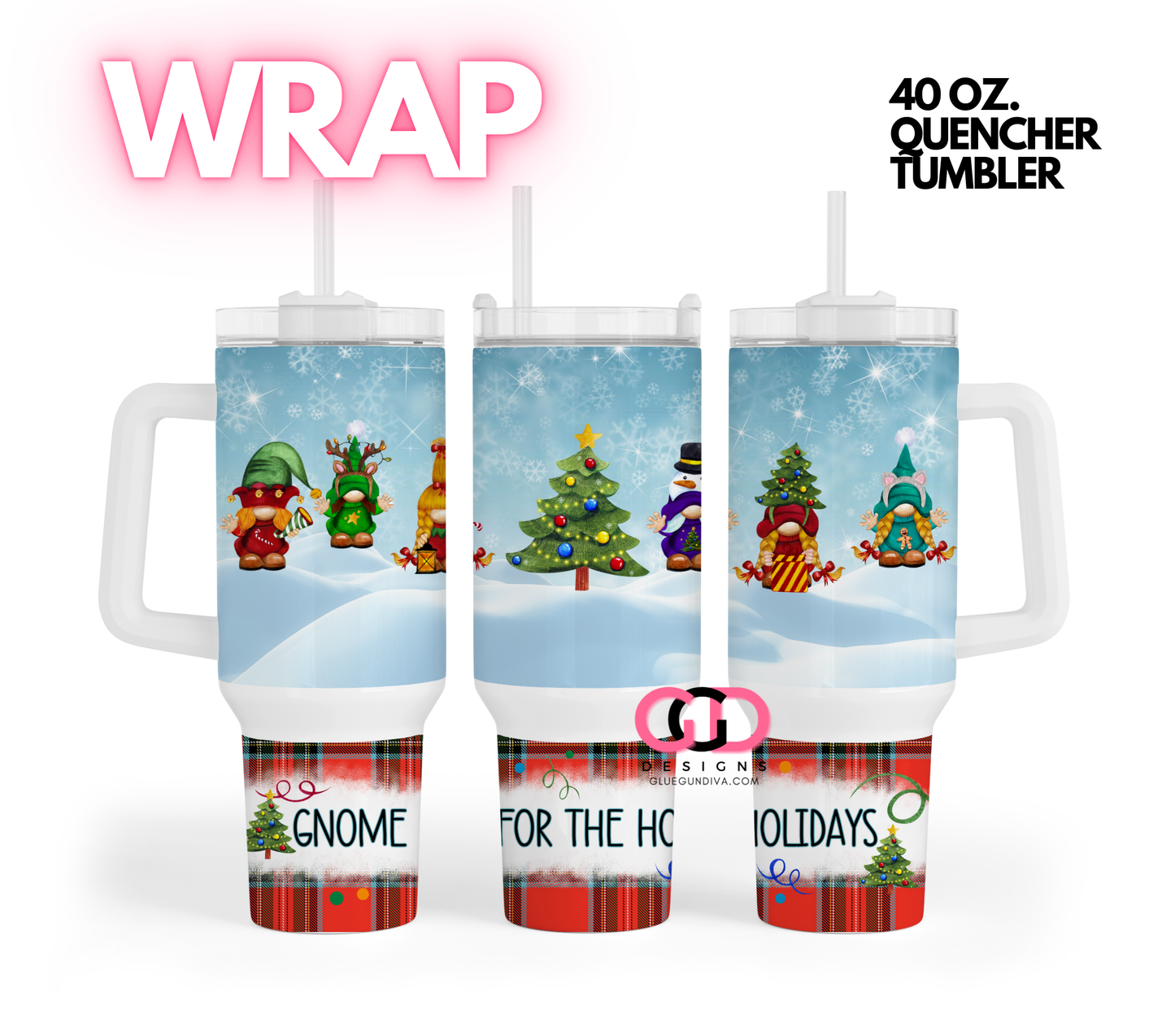 Gnome for the Holidays- Digital tumbler wrap for 40 oz tumbler