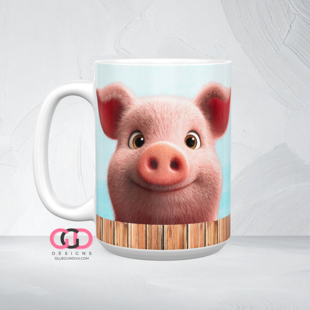 Upclose Piggy - Digital mug wrap for 11 and 15 oz