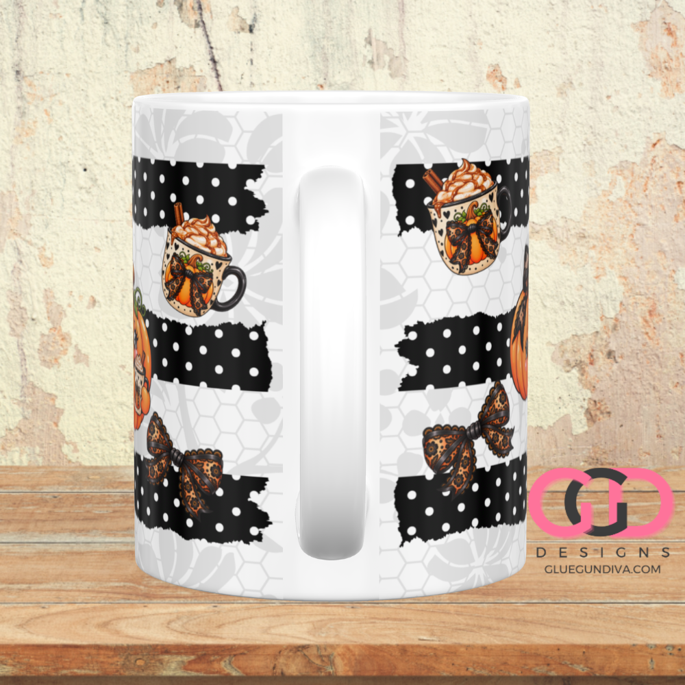 Lacy Pumpkin Latte - Digital mug wrap for 11 and 15 oz