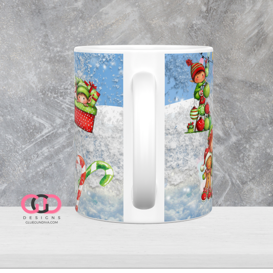 Frosty Elves - Digital mug wrap for 11 and 15 oz